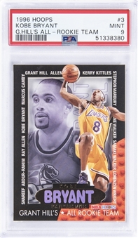 1996 Hoops "Grant Hills All Rookie Team" #3 Kobe Bryant Rookie Card - PSA MINT 9 